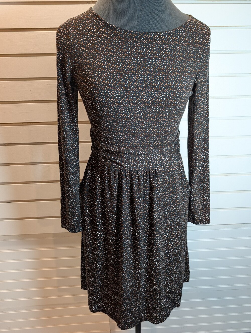 NWOT Boden Abigail Black Confetti Print Long Sleeve Jersey Dress, Size 8P - Picture 5 of 13